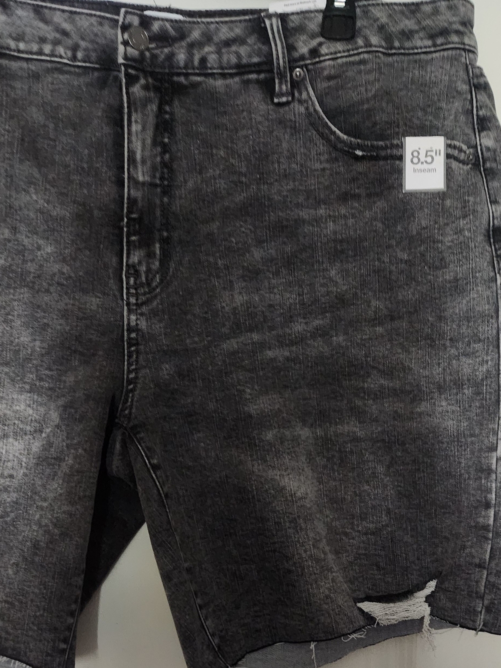 Men's Black Washed Denim Jeans - 8.5" Inseam